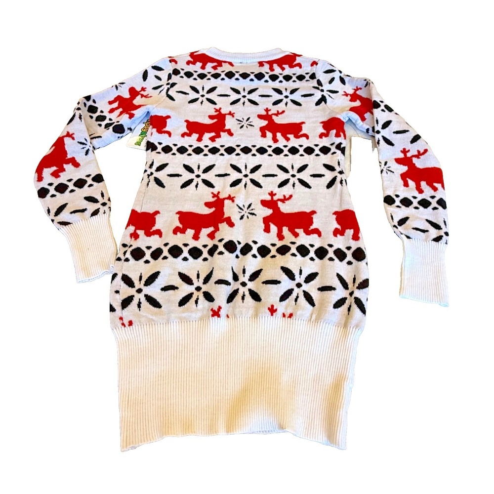 Tipsy Elves Red & White Fair Isle Sweater Dress - Size Medium - NWT